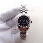 Fake Presidential Ladies Rolex Datejust Stainless Watch Black Dial 26MM